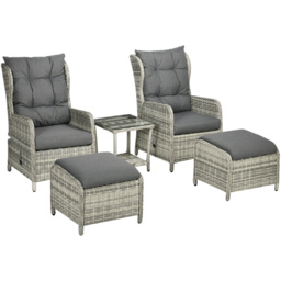 Outsunny 2 Seater Mixed Grey PE Rattan Sun Lounger Set - Wilko - thumbnail 3