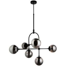 Merano Trieste Smoked Mirror Glass Matt Black Globe Pendant Ceiling Light - Size: 86 x 86 x 127cm - Wilko