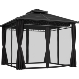 Outsunny 3 x 3 m Dark Grey Double Roof Hard Top Gazebo with Netting - Size: 3 x 3m - Wilko - thumbnail 3