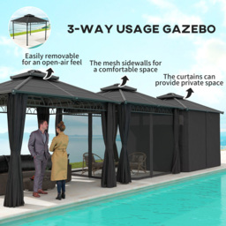Outsunny 3 x 3 m Dark Grey Double Roof Hard Top Gazebo with Netting - Size: 3 x 3m - Wilko - thumbnail 7