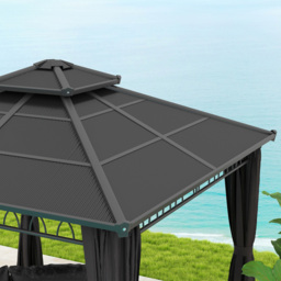 Outsunny 3 x 3 m Dark Grey Double Roof Hard Top Gazebo with Netting - Size: 3 x 3m - Wilko - thumbnail 4