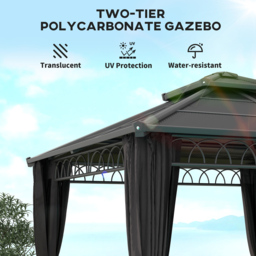 Outsunny 3 x 3 m Dark Grey Double Roof Hard Top Gazebo with Netting - Size: 3 x 3m - Wilko - thumbnail 6