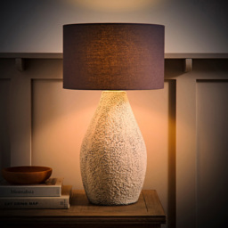 ValueLights Colin Grey Linen Drum Shade Hand Finished Ceramic LED Table Lamp - Size: 55 x 32 x 32cm - Wilko - thumbnail 7