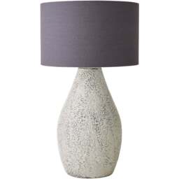 ValueLights Colin Grey Linen Drum Shade Hand Finished Ceramic LED Table Lamp - Size: 55 x 32 x 32cm - Wilko