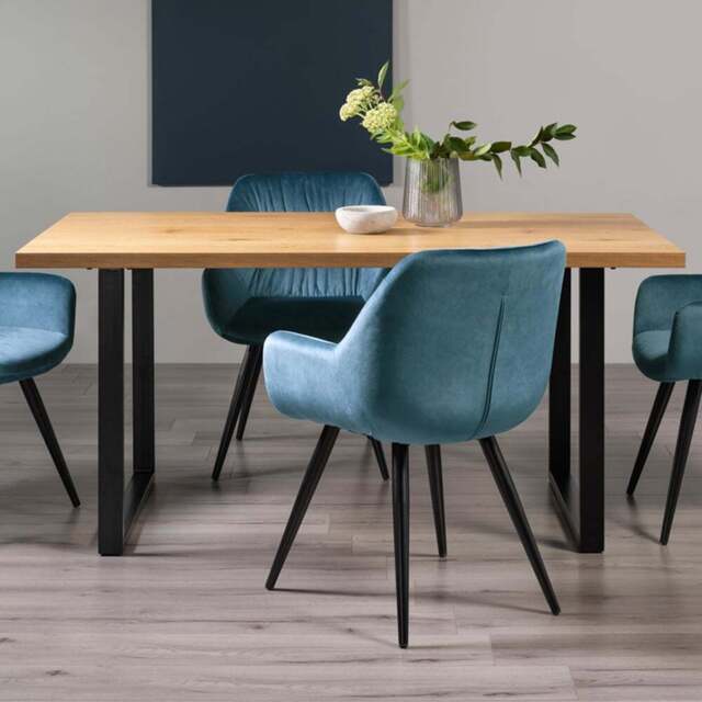 Bentley Designs Ramsay 6 Seater Rustic Oak Effect Melamine Dining Table with U Shape Legs - Brown - Wilko - image 1