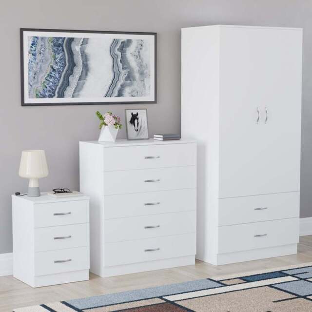 Vida Designs Riano White 3 Piece Bedroom Furniture Set - Wilko - image 1