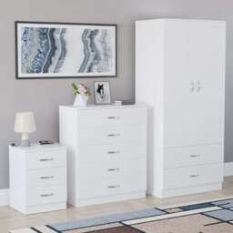 VIDA DESIGNS Riano White 3 Piece Bedroom Furniture Set - Wilko