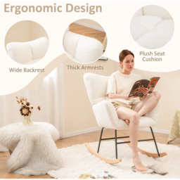 Costway Beige Nursery Rocking Chair with Comfy Backrest and Armrest - Size: Single - Cream - Wilko - thumbnail 7
