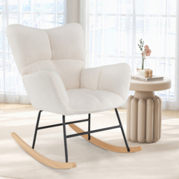 Costway Beige Nursery Rocking Chair with Comfy Backrest and Armrest - Size: Single - Cream - Wilko - thumbnail 6
