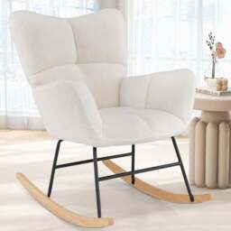 Costway Beige Nursery Rocking Chair with Comfy Backrest and Armrest - Size: Single - Cream - Wilko - thumbnail 1