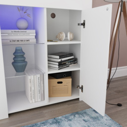 Vida Designs Azura Single Door White LED Sideboard - Size: 35 x 75 x 83cm - Wilko - thumbnail 5