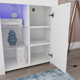 Vida Designs Azura Single Door White LED Sideboard - Size: 35 x 75 x 83cm - Wilko - thumbnail 6