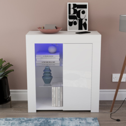 Vida Designs Azura Single Door White LED Sideboard - Size: 35 x 75 x 83cm - Wilko - thumbnail 7