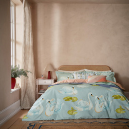 Yvonne Ellen Double Aqua Sister Swans Reversible Duvet Set - Wilko - thumbnail 6