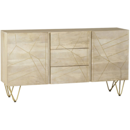 Brooklyn Huyen 2 Door 3 Drawer Light Gold Extra Large Sideboard - Size: 85 x 160 x 40cm - Brown - Wilko - thumbnail 3