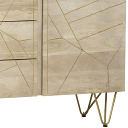Brooklyn Huyen 2 Door 3 Drawer Light Gold Extra Large Sideboard - Size: 85 x 160 x 40cm - Brown - Wilko - thumbnail 5