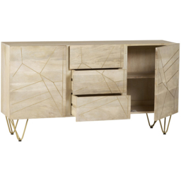 Brooklyn Huyen 2 Door 3 Drawer Light Gold Extra Large Sideboard - Size: 85 x 160 x 40cm - Brown - Wilko - thumbnail 4