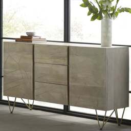 Brooklyn Huyen 2 Door 3 Drawer Light Gold Extra Large Sideboard - Size: 85 x 160 x 40cm - Brown - Wilko