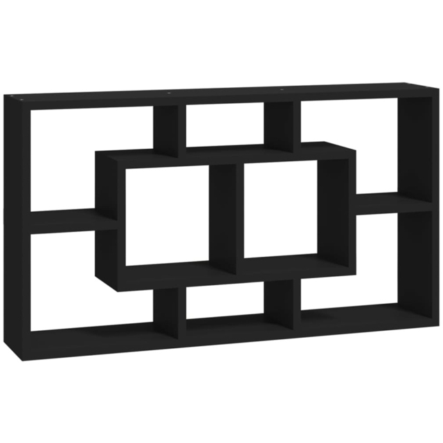 vidaXL 8 Shelf Black Floating Wall Shelf - Size: 47.5 x 85 x 16cm - Wilko - image 1