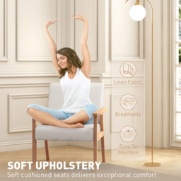 HOMCOM Cream White Wood Frame Accent Armchair with Linen Cushions - Size: Single - Wilko - thumbnail 7