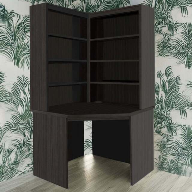 R White Cabinets Corner 8 Shelf Computer Desk with Hutch Set Black - Size: 182.8 x 94 x 54cm - Wilko - image 1