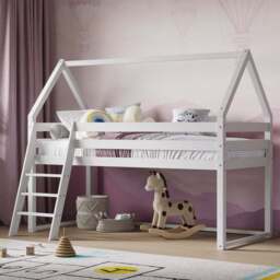 Flair Ellie White Wooden House Mid Sleeper - Size: Single - Wilko - thumbnail 1