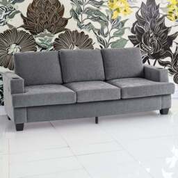 HOMCOM 3 Seater Grey Fabric Sofa with USB Ports and Cup Holders - Wilko