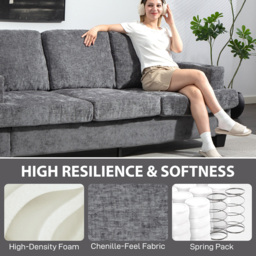 HOMCOM 3 Seater Grey Fabric Sofa with USB Ports and Cup Holders - Wilko - thumbnail 7