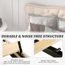 Costway Double Cream Button Tufted Bed - Wilko - thumbnail 6
