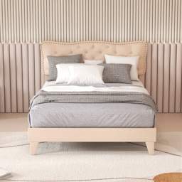 Costway Double Cream Button Tufted Bed - Wilko - thumbnail 5