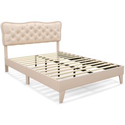 Costway Double Cream Button Tufted Bed - Wilko - thumbnail 3