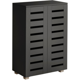 Home Source Oslo 2 Door Black Shoe Cabinet - Size: 87.2 x 60 x 33cm - Wilko - thumbnail 3