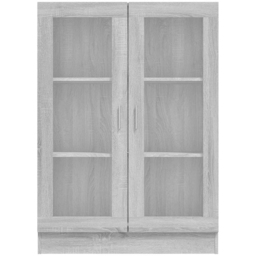vidaXL 2 Glass Door 3 Shelf Grey Sonoma Vitrine Cabinet - Size: 115 x 82.5 x 30.5cm - Wilko - thumbnail 5
