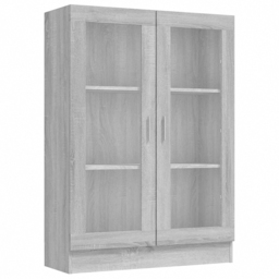 vidaXL 2 Glass Door 3 Shelf Grey Sonoma Vitrine Cabinet - Size: 115 x 82.5 x 30.5cm - Wilko - thumbnail 3