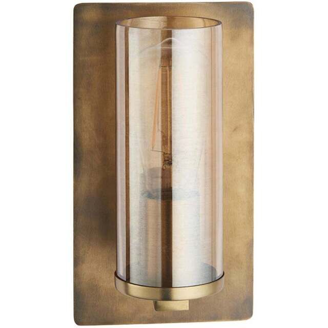 Merano Palermo Brass Patina and Champagne Lustre Glass Wall Lamp - Size: 13.8 x 14 x 25cm - Brown - Wilko - image 1