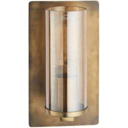 Merano Palermo Brass Patina and Champagne Lustre Glass Wall Lamp - Size: 13.8 x 14 x 25cm - Brown - Wilko