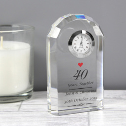 Personalised Memento Personalised Ruby Anniversary Crystal Clock - Size: 0.6 x 1 x 0.3cm - Clear - Wilko - thumbnail 3