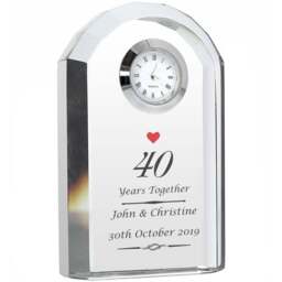 Personalised Memento Personalised Ruby Anniversary Crystal Clock - Size: 0.6 x 1 x 0.3cm - Clear - Wilko