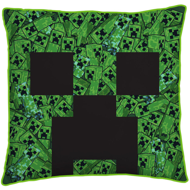 Minecraft Print Square Cushion Green - Wilko