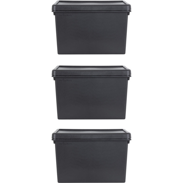 Wham 45L Black Bam Storage Box with Lid 3 Pack - Wilko - image 1