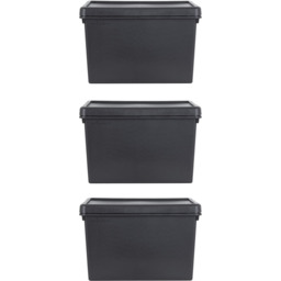 Wham 45L Black Bam Storage Box with Lid 3 Pack - Wilko - thumbnail 1