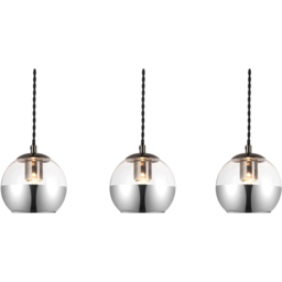 Cosylyte Marlo Matt Black Base Smoky Glass 3 Light Bar Pendant Light - Size: 64 x 22 x 19.5cm - Wilko - thumbnail 5