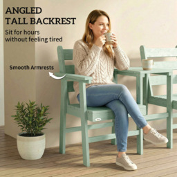 Outsunny 2 Seater Green Embossed Wood Jack and Jill Garden Loveseat - Wilko - thumbnail 7