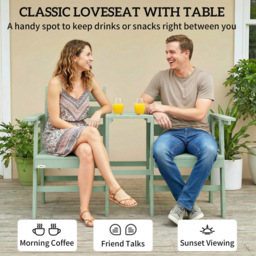 Outsunny 2 Seater Green Embossed Wood Jack and Jill Garden Loveseat - Wilko - thumbnail 6
