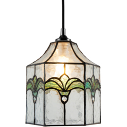 Happy Homewares Clear Water Glass and Emerald Green Tiffany Pendant Shade - Size: 21 x 19 x 19cm - Wilko - thumbnail 4