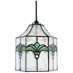 Happy Homewares Clear Water Glass and Emerald Green Tiffany Pendant Shade - Size: 21 x 19 x 19cm - Wilko