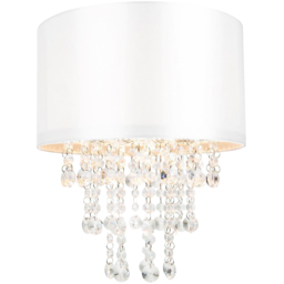 Happy Homewares White Satin Fabric Pendant Shade with Transparent Acrylic Droplets - Size: 17 x 30 x 30cm - Wilko - thumbnail 3