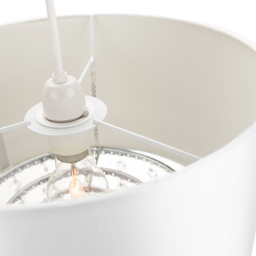 Happy Homewares White Satin Fabric Pendant Shade with Transparent Acrylic Droplets - Size: 17 x 30 x 30cm - Wilko - thumbnail 4