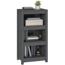vidaXL 3 Shelf Grey Solid Pine Wood Bookcase - Size: 97 x 50 x 35cm - Wilko - thumbnail 5