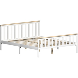 Vida Designs Milan King Size White and Pine High Foot Wooden Bed Frame - Wilko - thumbnail 3